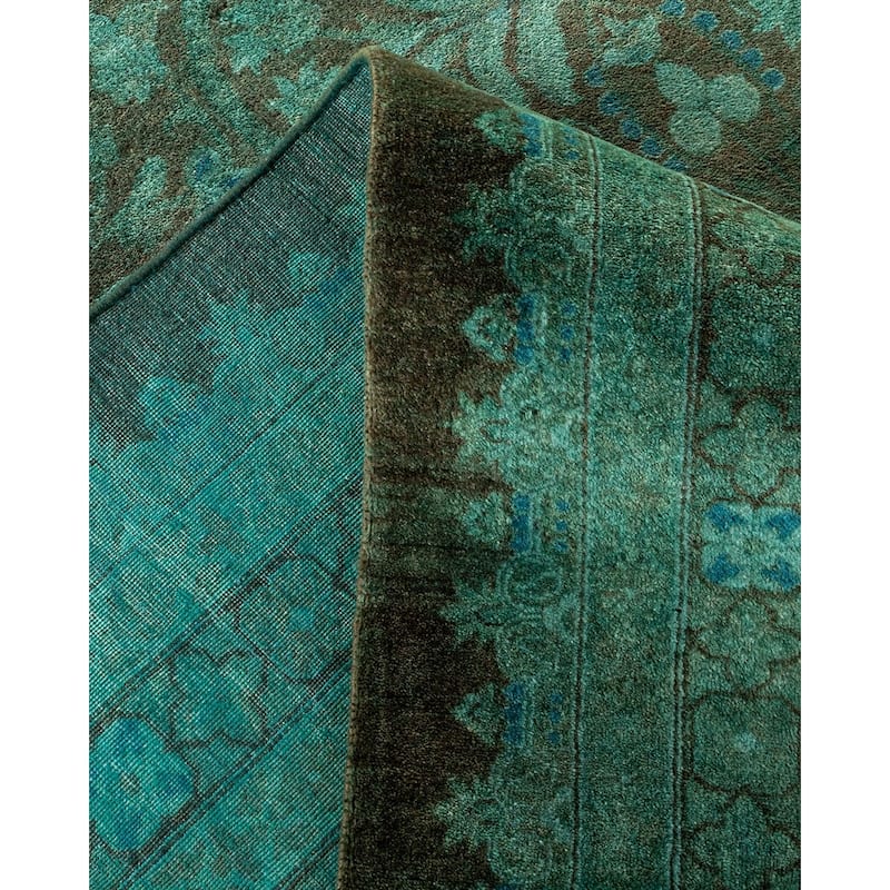 Overton Handknotted Wool Vintage Inspired Contemporary Overdyed Brown Area Rug - 17' 10" x 12' 5"