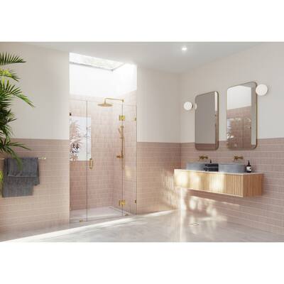 Glass Warehouse 42 in. W x 78 in. H Glass Hinged Pivot Frameless 3 Panel Inline Shower Door in