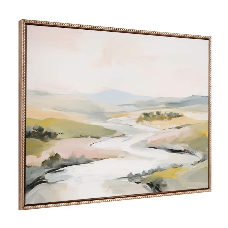 Sylvie Beaded Tranquil Landscape II Framed Canvas by Amy Lighthall - 31.5x41.5 - Gold