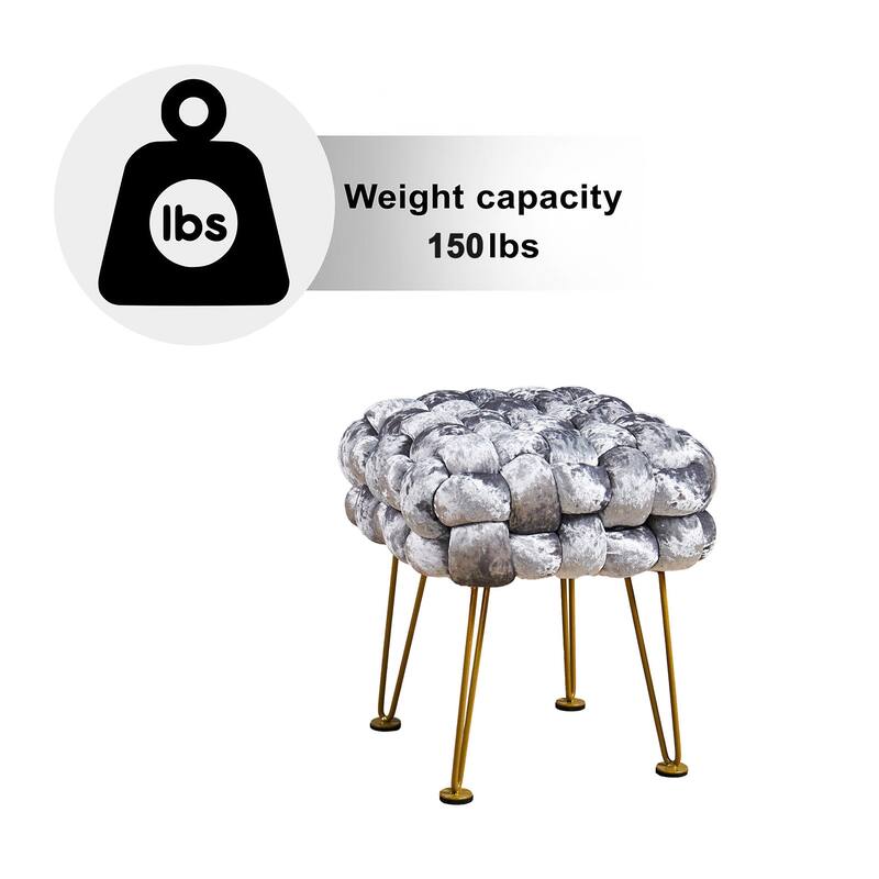 Home Soft Things Crushed Velvet Pouf Stool Ottoman