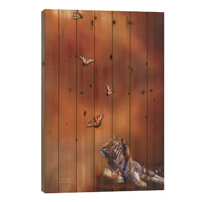 Six Wild Tigers Print On Wood by Carol Cavalaris - Multi-Color