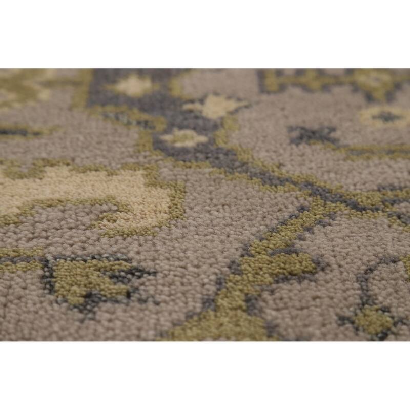 All-Over Gray Oushak Oriental Runner Rug Hand-Knotted Wool Carpet - 2'6"x 8'1"