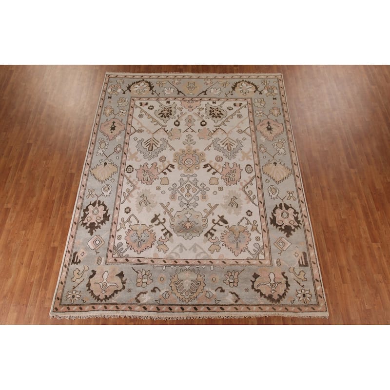 All-Over Oushak Living Room Area Rug Handmade Wool Carpet - 9'0"x 11'9"