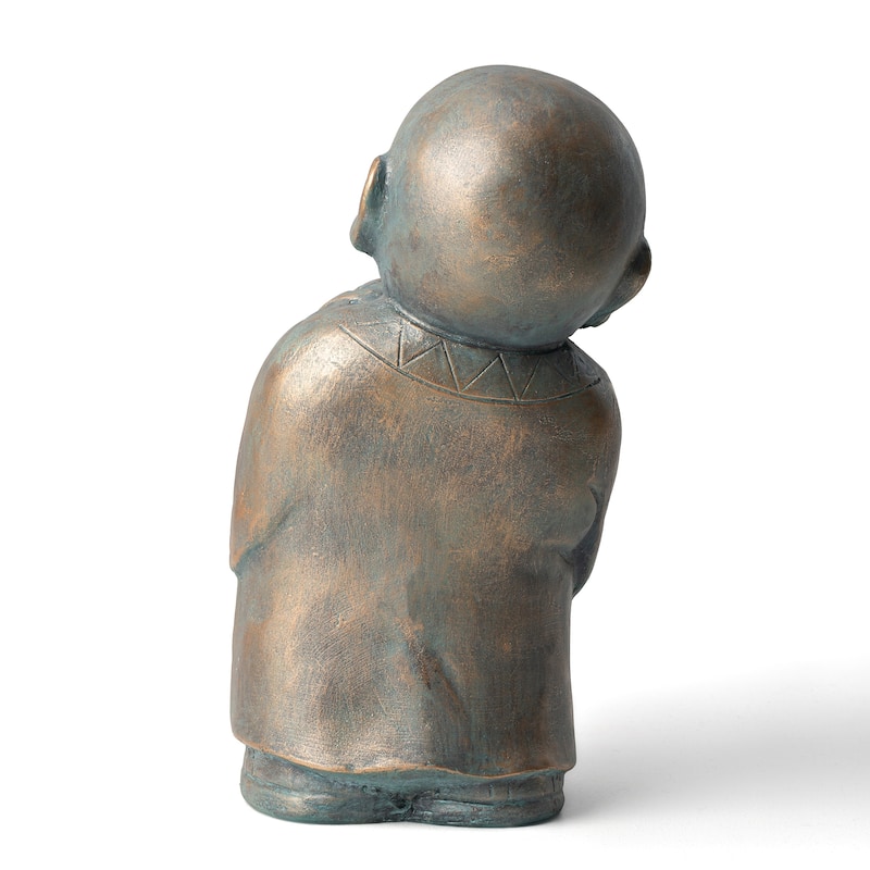 Glitzhome MGO Faux Bronze Buddha Garden Statue Monk Sculpture Indoor Outdoor Decor Gifts