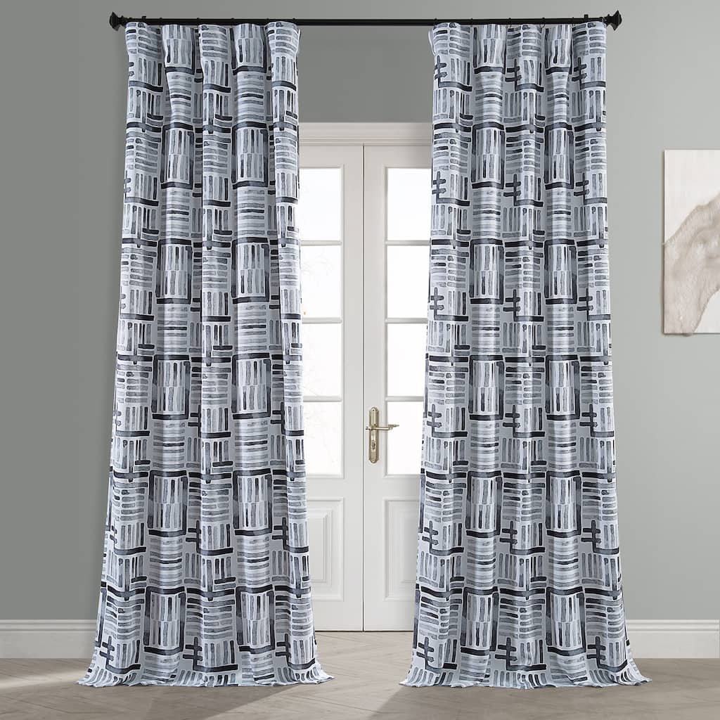 Exclusive Fabrics Modern Geometric Hashtag Blackout Room Darkening Curtain Panel Pair (2 Panels)
