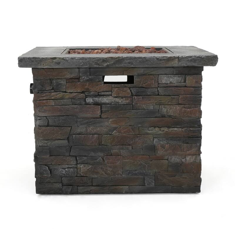33 in. W x 33 in. D x 24.5 in. H Square Propane Burning Outdoor Fire Pit in Gray