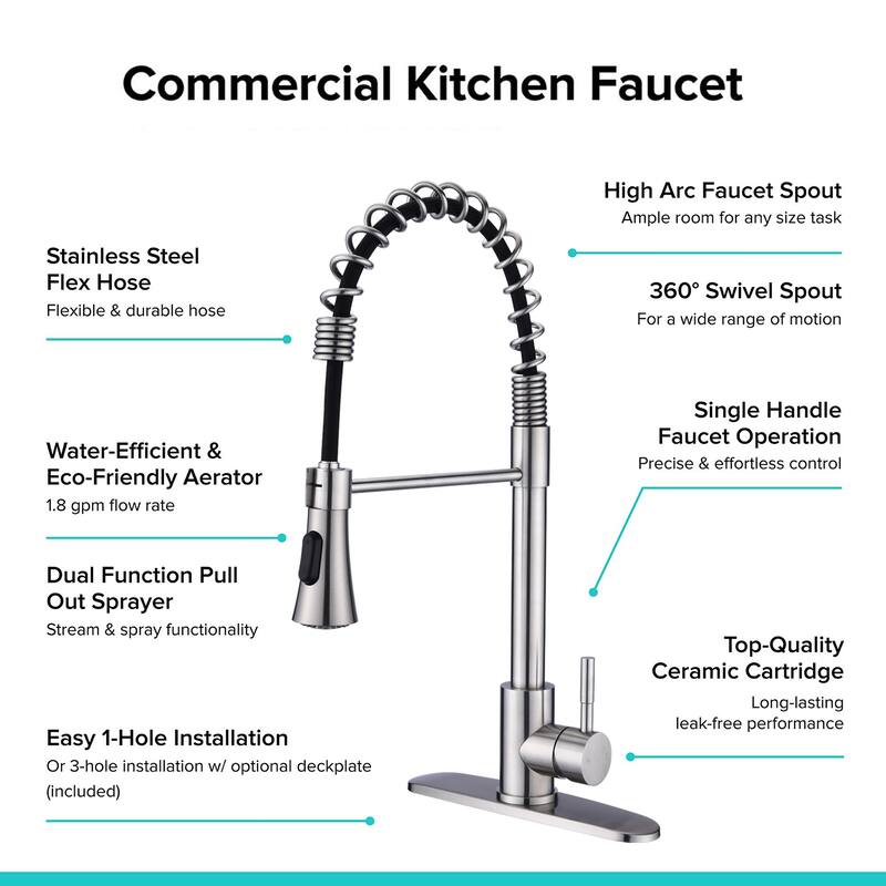 DORNBERG Spring Pull Down Kitchen Sink Faucet with Deck Plate
