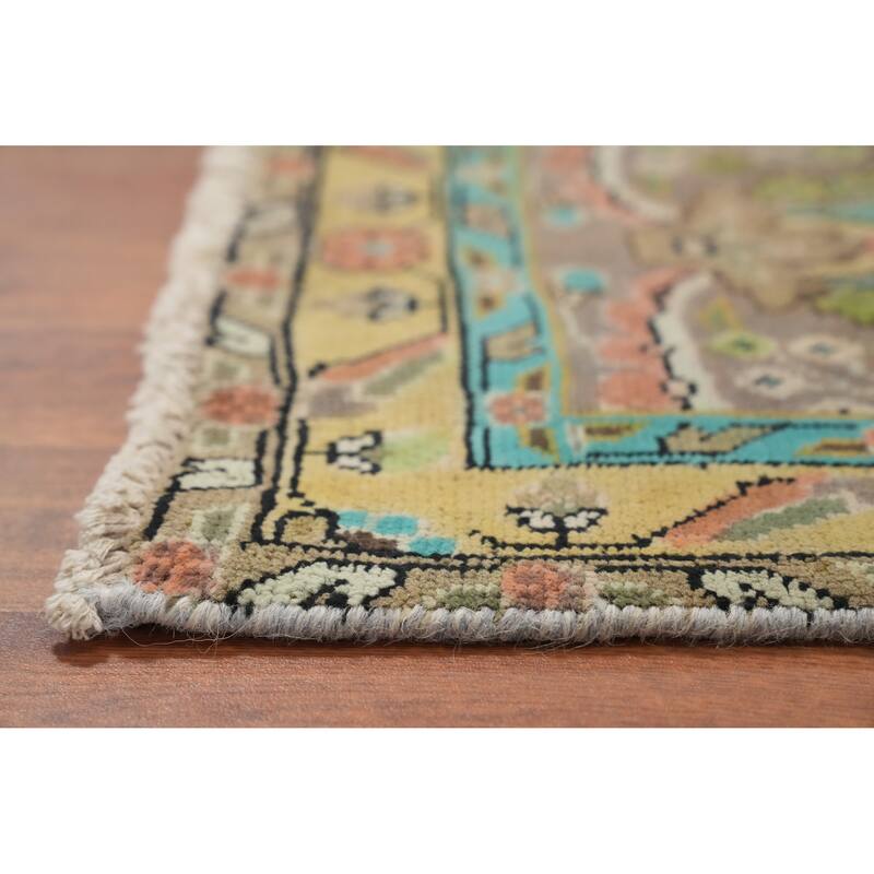 Hand Knotted Oriental 100% Wool Carpet Traditional Floral Peach Tabriz Area Rug - 12' 8'' X 9' 7''