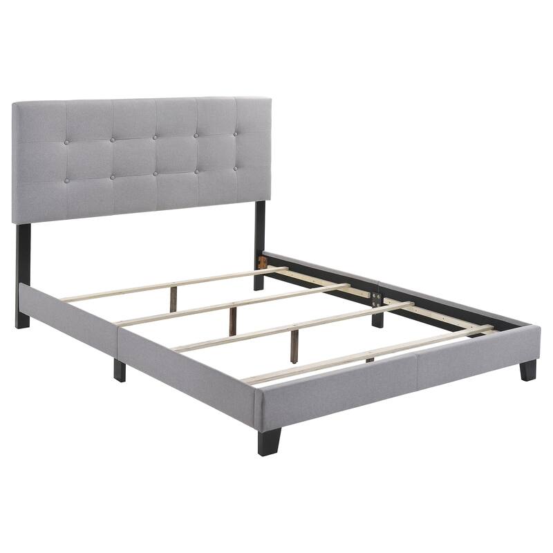 Mapes Transitional Fabric Upholstered Tufted Panel Bed