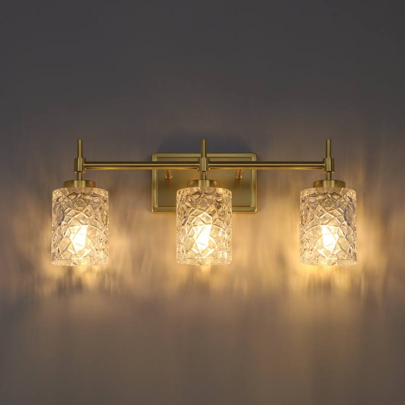 Acroma Dimmable Bathroom Vanity Light with Water Ripple Clear Shade