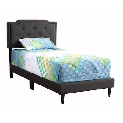 Upholstered Tufted Adjustable Twin Panel Bed - 81" - Black