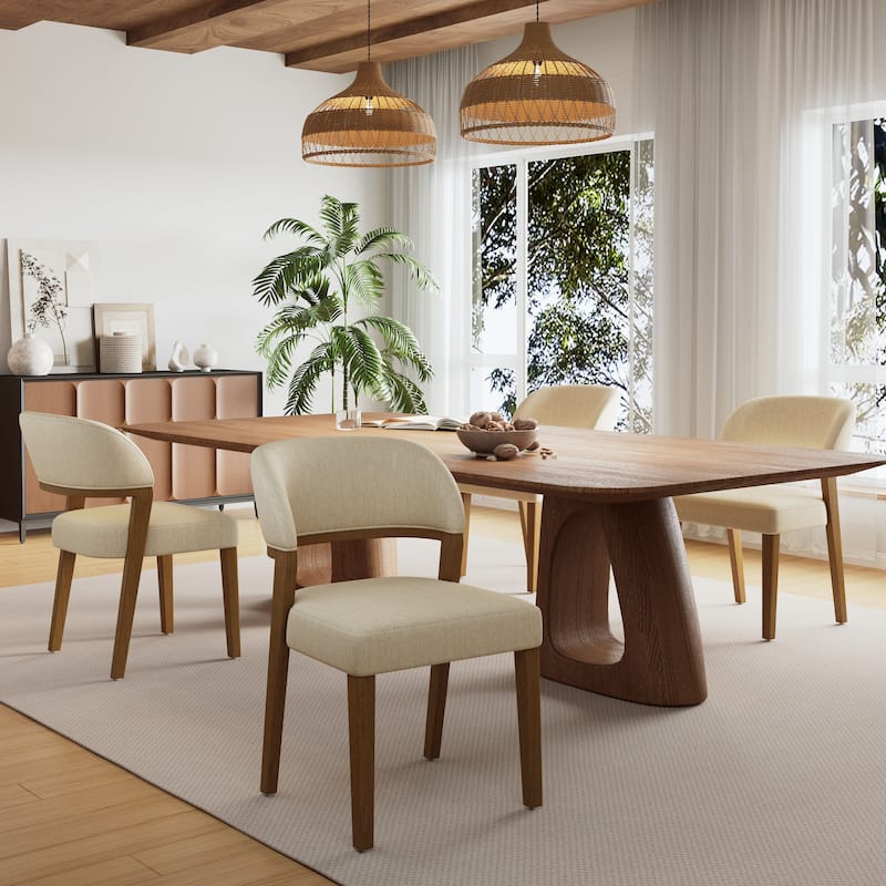 Christopher Knight Home - Caelum Rubberwood Upholstered Dining Chair with Cushioned Seat