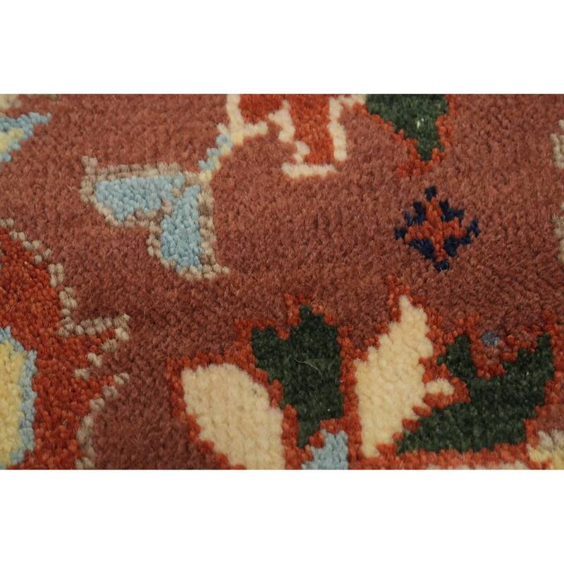 Hand-knotted Transitional Wool Carpet Orange Oushak Rug Floral Oriental Area Rug - 8' 8'' X 5' 8''