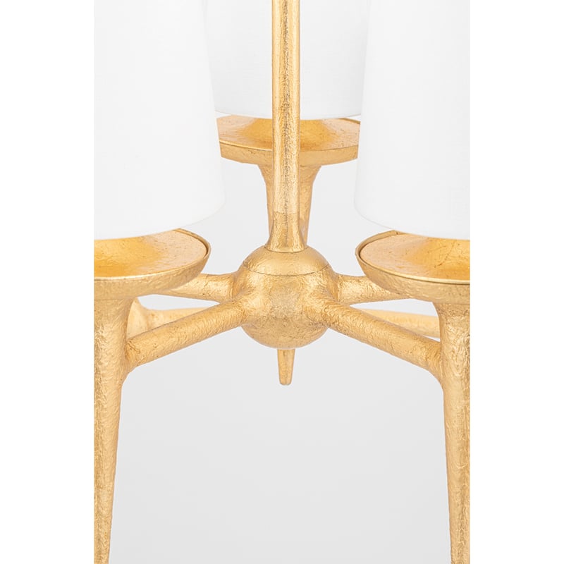 Torch 3-Light Chandelier with White Shades