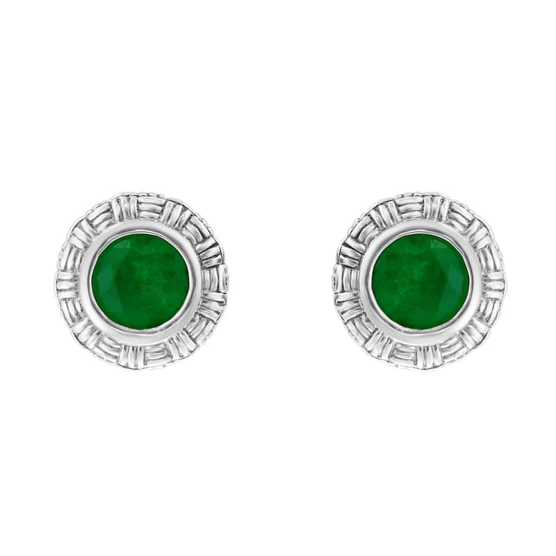 EFFY 925 Silver Emerald Stud Earrings