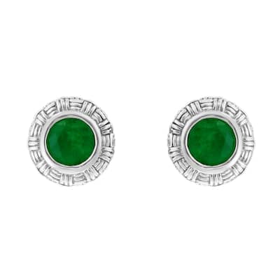 EFFY 925 Silver Emerald Stud Earrings