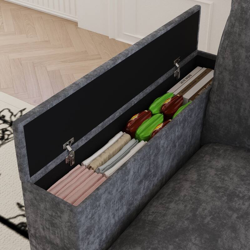 GDFStudio - Chenille L-Shaped 97" 5-Seater Sectional Sofa with Armrest Storage