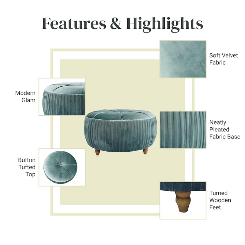 NPD Furniture Helena Velvet Round Ottoman