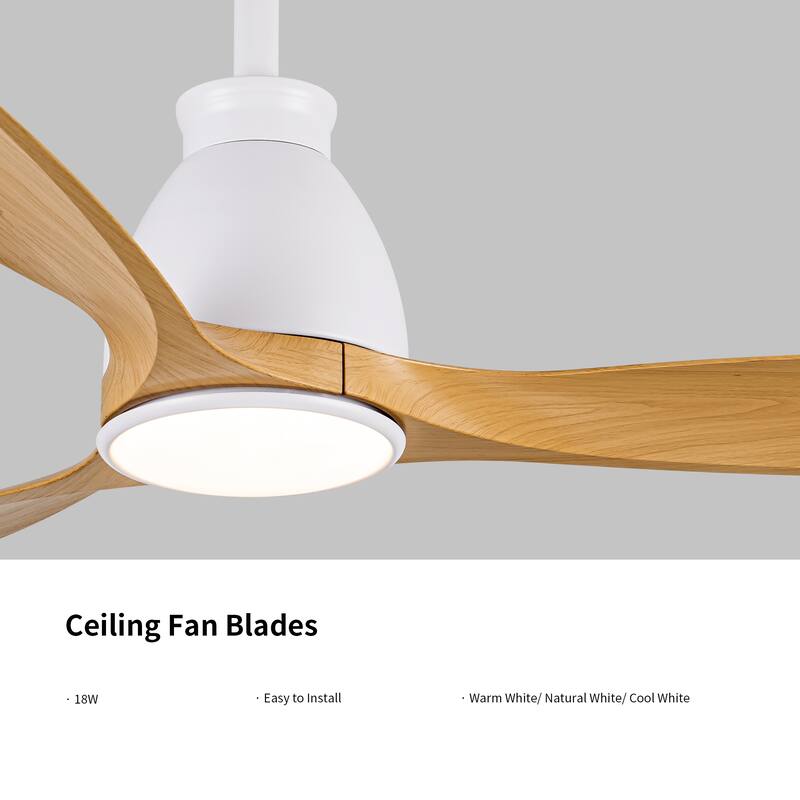52 In.Intergrated LED Ceiling Fan with Antique Wood Graiin Blade