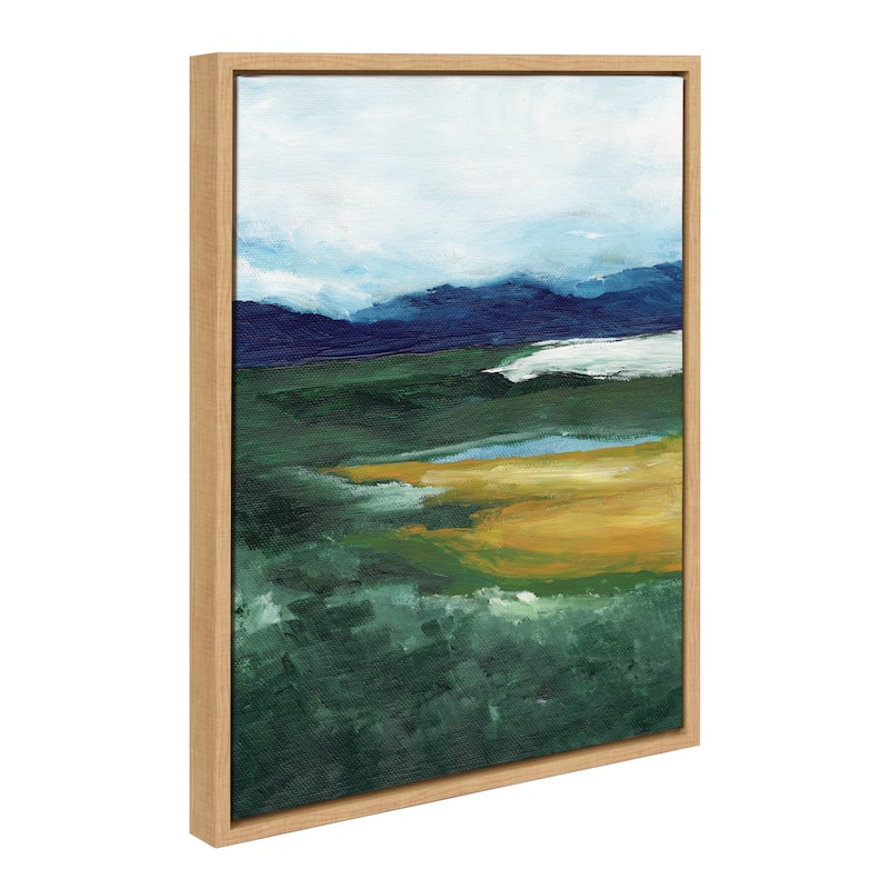 Kate and Laurel Sylvie Misty Green Framed Canvas by Nikita Jariwala