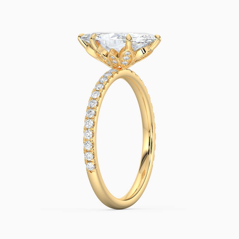 Auriya 14k Gold Marquise Lab Grown Floral Petal Diamond Accent Engagement Ring 1.00 to 5.00 ct. tw. (F-G, VS)