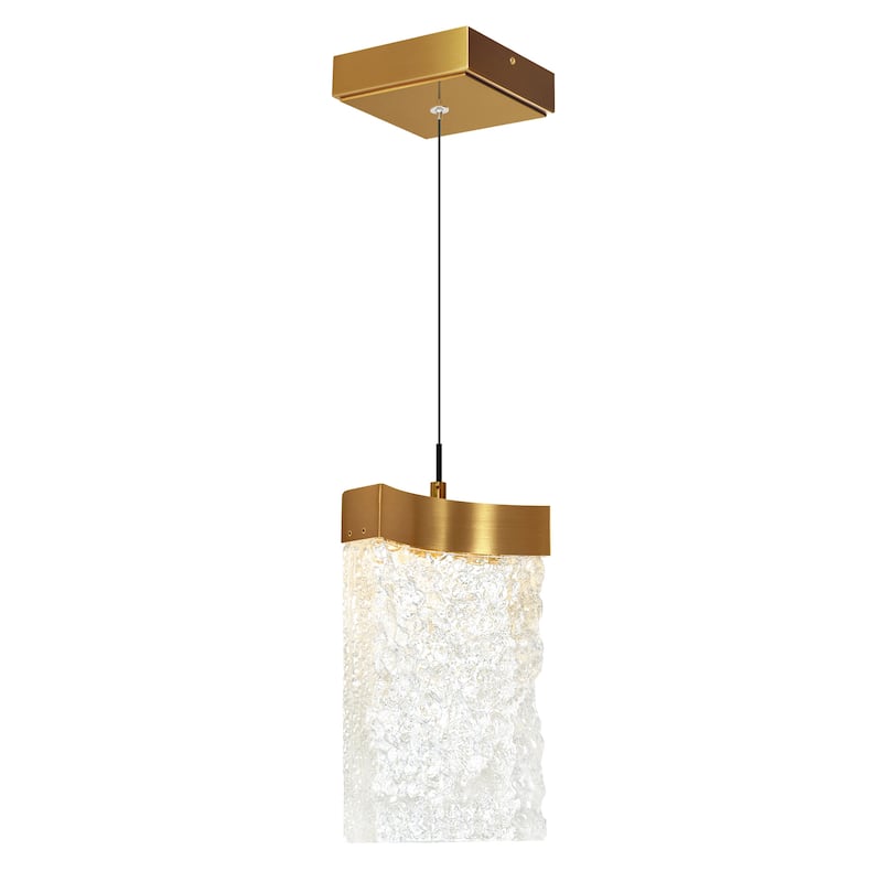 CWI Lighting Lava Integrated LED 6in Brass Mini Pendant with Handcrafted Glass