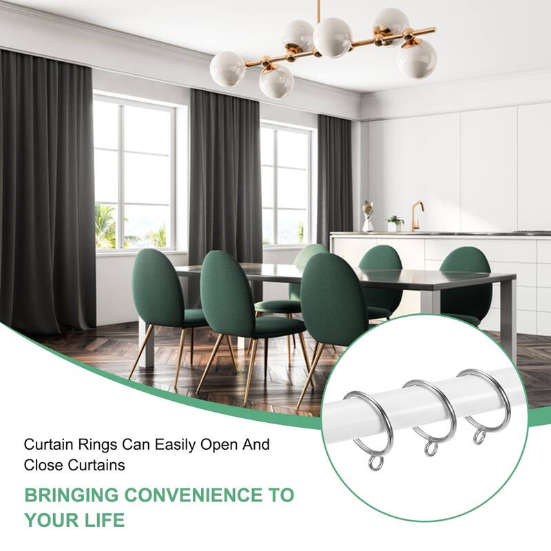 44-Pack Curtain Rings W Eyelet, 1.5 Inch I D Metal Rings for Curtain