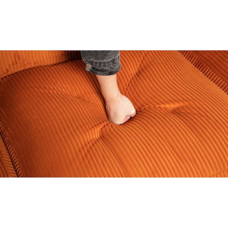 101.18" Corduroy Modular Sectional Sofa with Ottoman, No Assembly Required