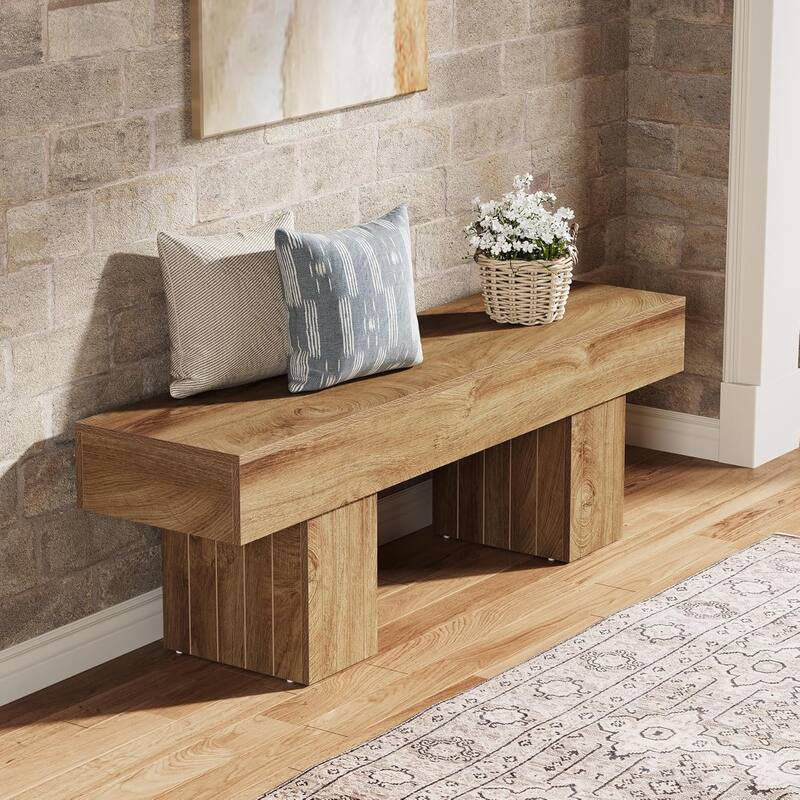 55" Farmhouse Entertainment Center TV Stand for TVs up to 65 Inch - 17.7" H × 55.11" W × 13.7" D