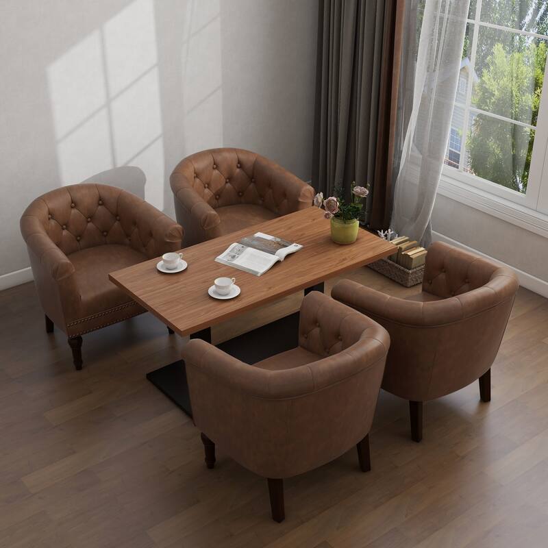 25 " Wide Tufted Accent Chair Armchair - BROWN - 4 SET