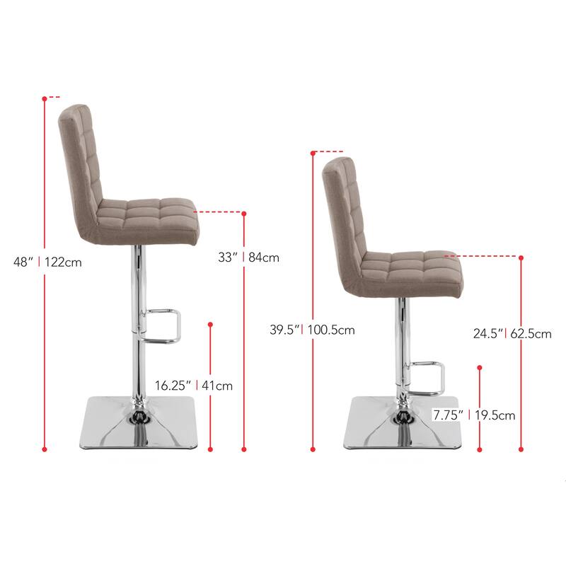 Set of 2 Gas Lift Upholstered Adjustable Barstool