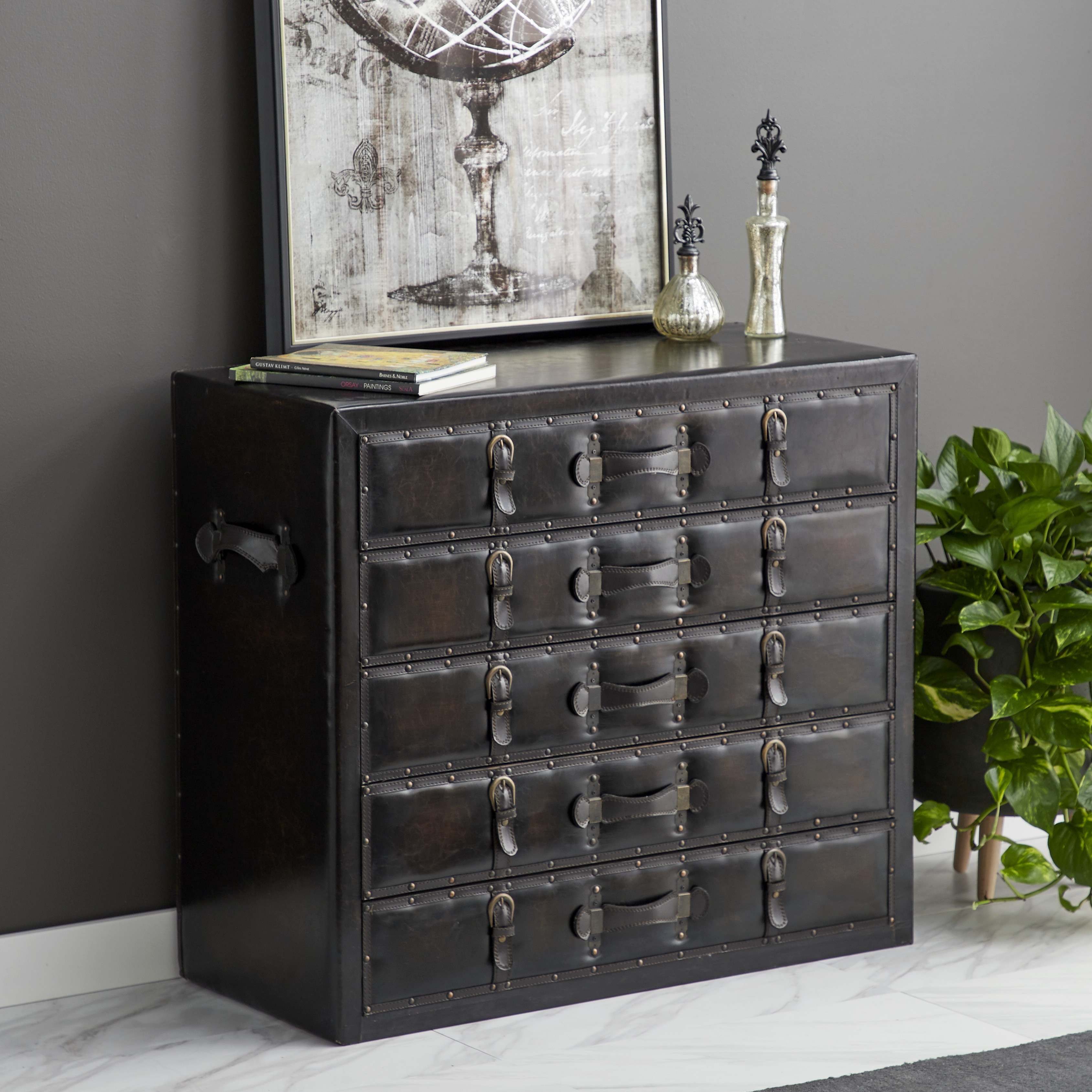 Black faux leather clearance dresser