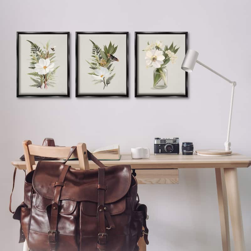 Stupell Country Magnolia Bundles Framed Floater Canvas Wall Art Design By House Fenway (Set of 3)