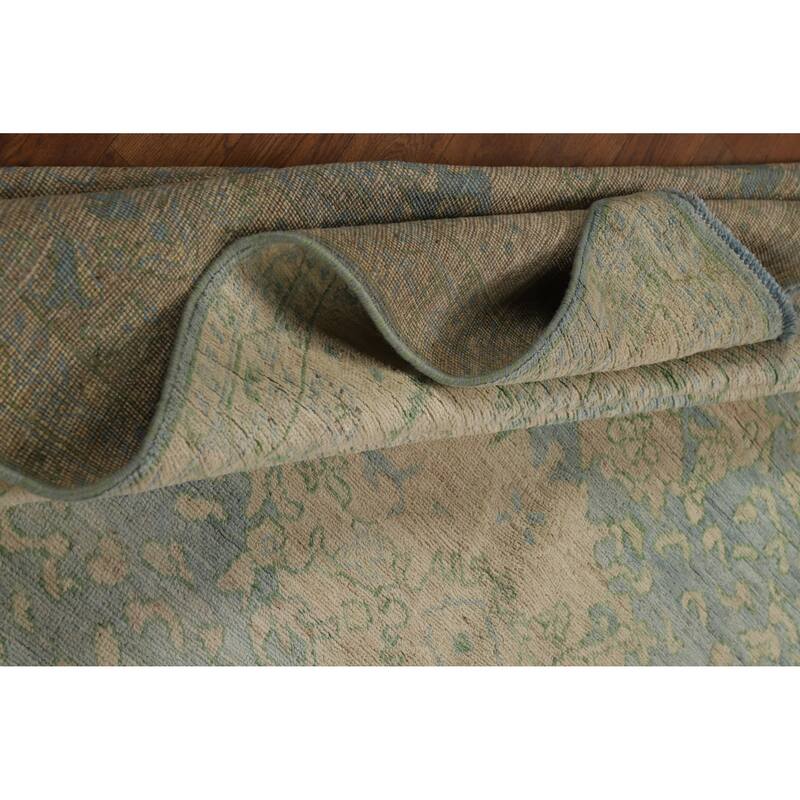 Floral Oushak Turkish Area Rug Hand-Knotted Vegetable Dye Wool Carpet - 7'11"x 9'11"
