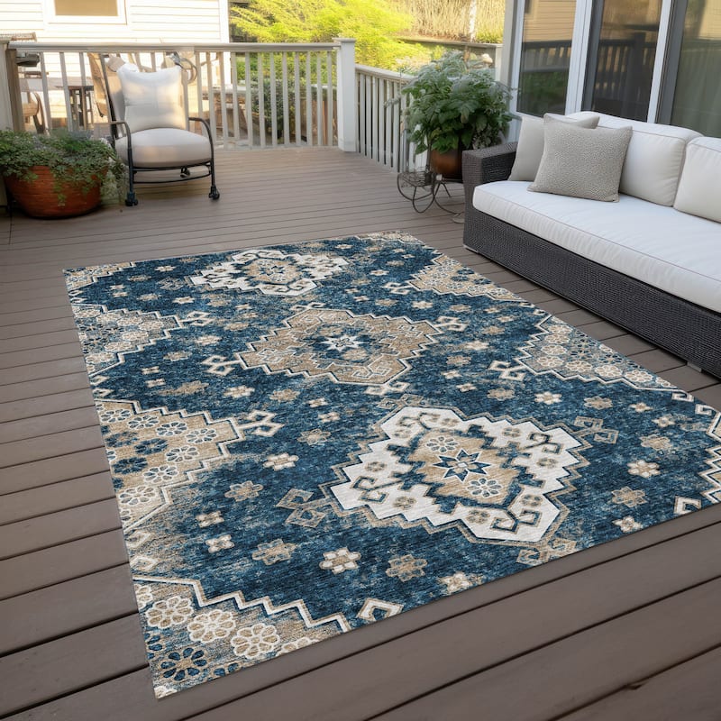 Machine Washable Indoor/ Outdoor Chantille Boho Tribal Rug