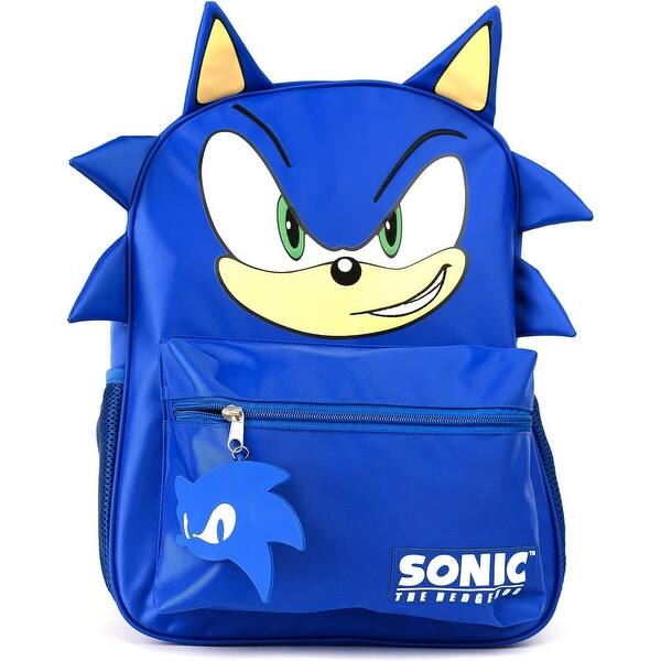 slide 2 of 20, Backpack for Boys & Girls, Bookbag with Adjustable Shoulder Straps & Padded Back,16 Inch Schoolbag with 3D Features Blue Sonic