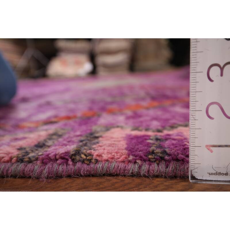 Purple Plush Moroccan Area Rug Handmade Wool Carpet - 8'11" x 12'8"
