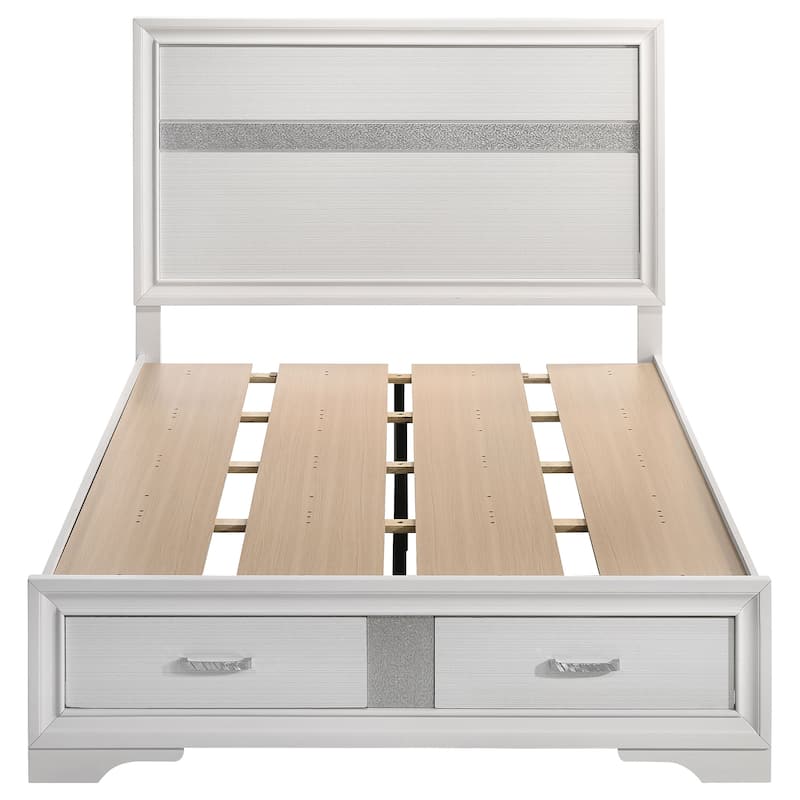 Miranda 4-Piece Storage Bedroom Set with Glittering Stripes