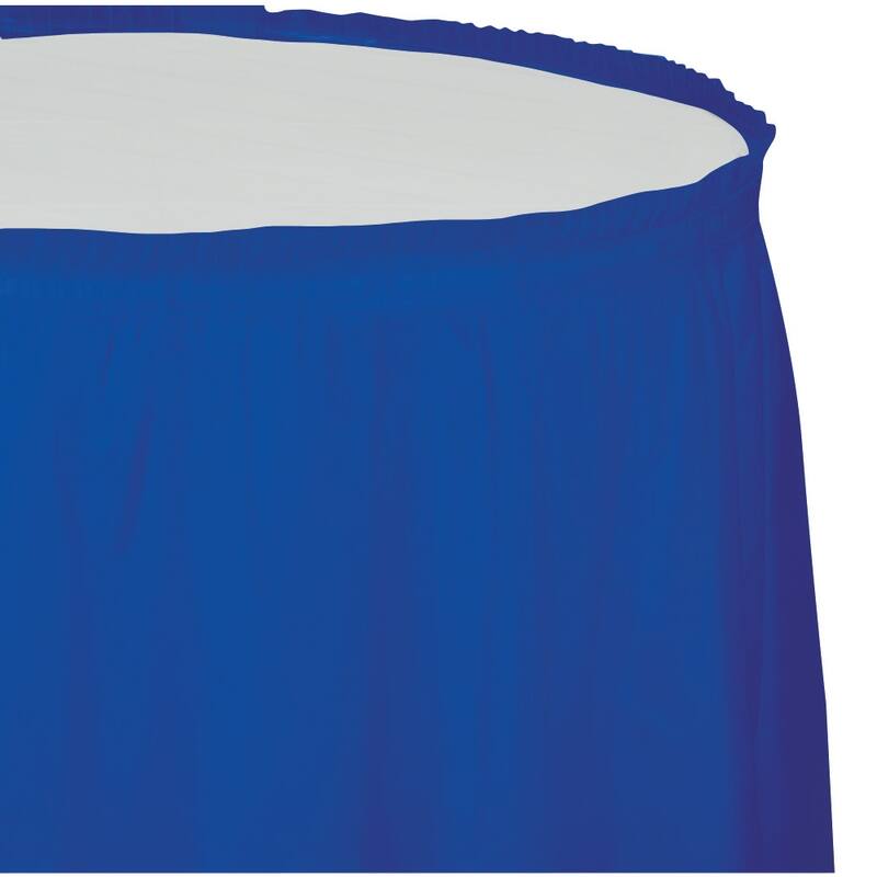 Pack of 6 Cobalt Blue Pleated Disposable Picnic Party Table Skirts 14'