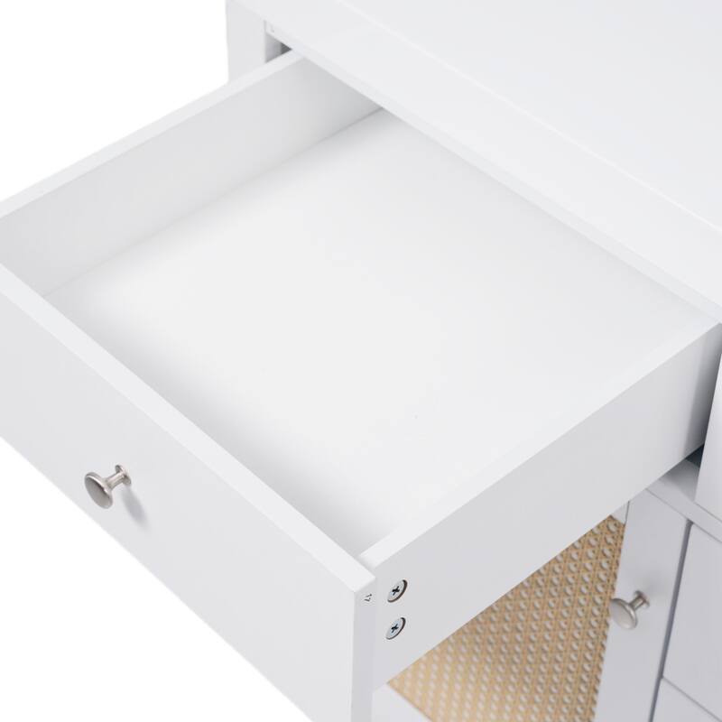 60" Large Rattan Bathroom Vanity Cabinet with SMC Sink