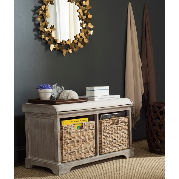 Safavieh Freddy Winter Melody Wicker Storage Bench - 33.5" x 16.1" x 19.9". Opens flyout.