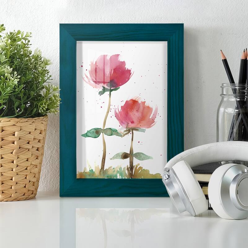 Pink Fleurs I -Framed Print w/glass-Cherry Red