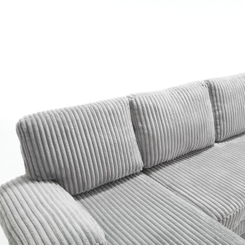 U-Shaped Modular Sectional Sofa with Double Chaise Lounge, Convertible Deep Seat Sleeper Sofa, Velvet Upholstered 4 Seater Sofa