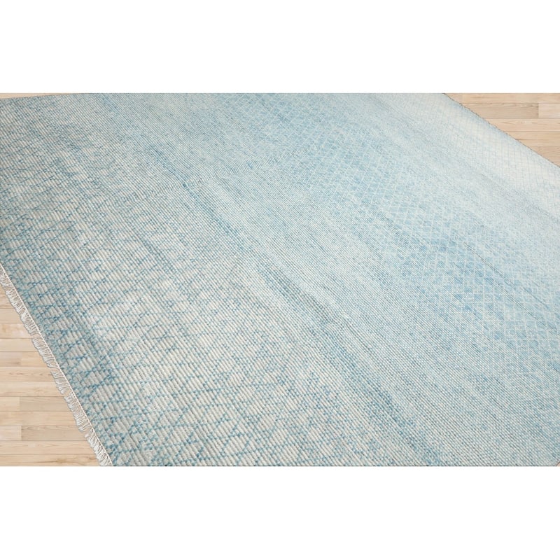 LoomBloom Hand Knotted Ivory Wool Rug Contemporary Ribbed Look 9x12 - 9' x 12' 3''