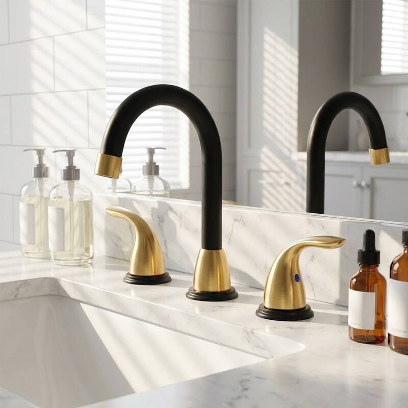 WOWOW 8 in. Widespread Double Handle Bathroom Faucet