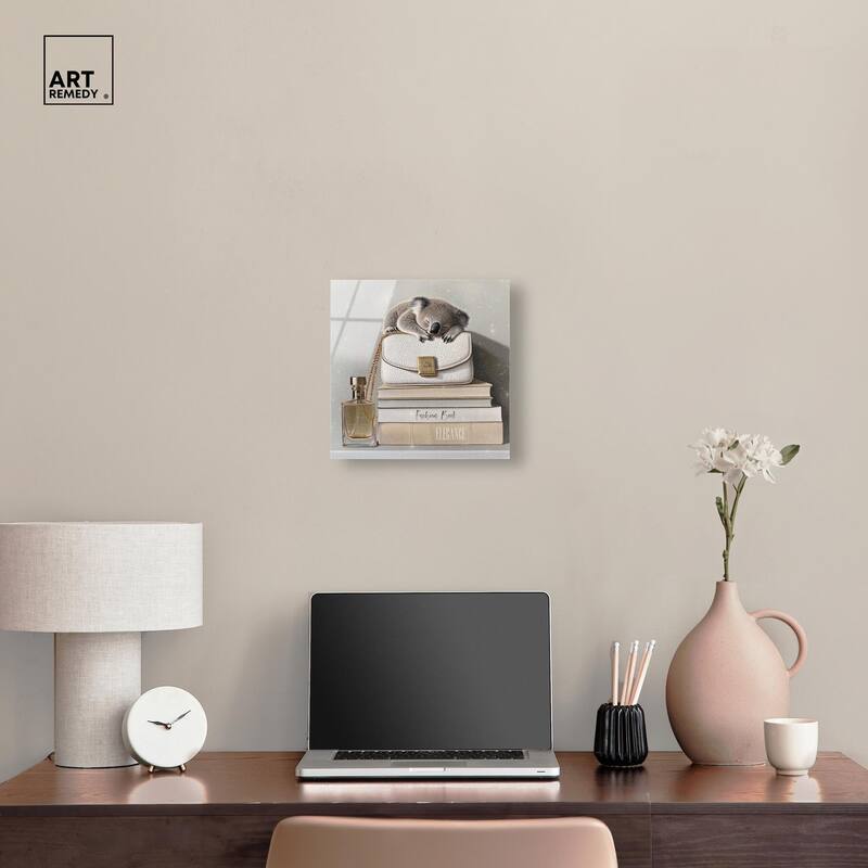 Koala on Fashion Books Acrylic by Art Remedy, Ready to Hang