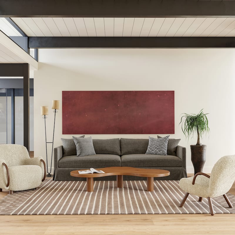Mandia Striped Wool Area Rug - 4' x 6' - Taupe