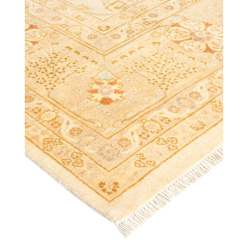 Overton Hand Knotted Wool Vintage Inspired Modern Contemporary Eclectic Ivory Area Rug - 10' 4" X 8' 0"