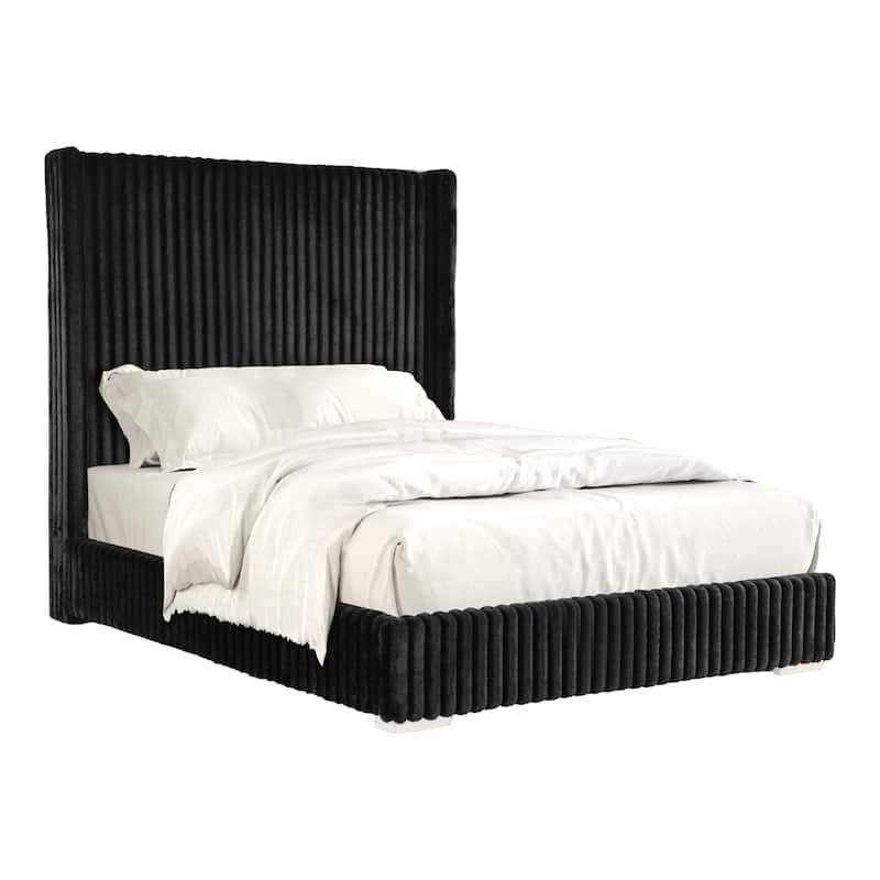 Furniture of America Draper Modern Chenille High Wingback Platform Bed