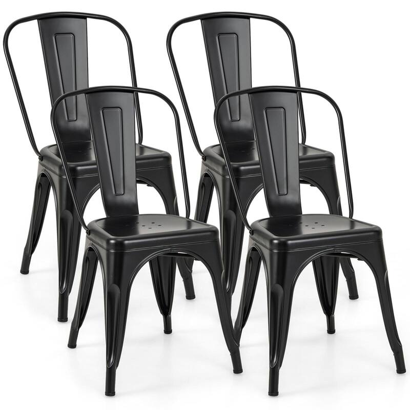 Costway 18" High Back Bar Stools Set of 4 with Removable Backrest for - See details - Black